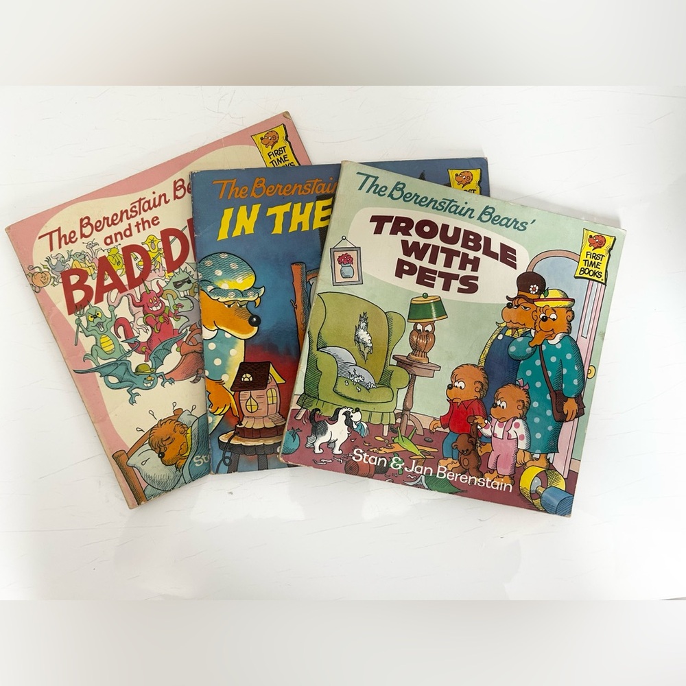 Vintage 80s/90s Berenstain Bears 3 Book Collection Kids Classics Trouble Set